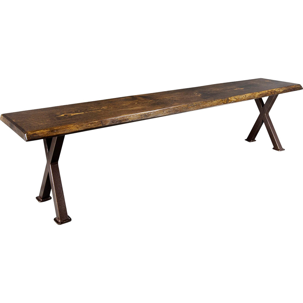 Lima Live Edge 45 Inch Bench with Forged Iron Legs