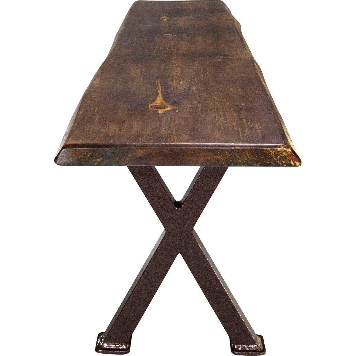 Lima Live Edge 45 Inch Bench with Forged Iron Legs