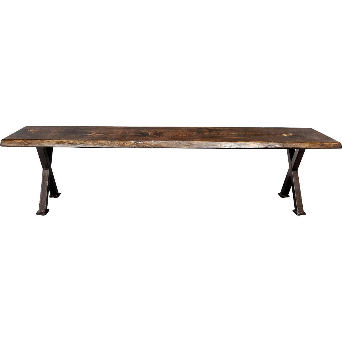 Lima Live Edge 5 Foot Bench with Forged Iron Legs