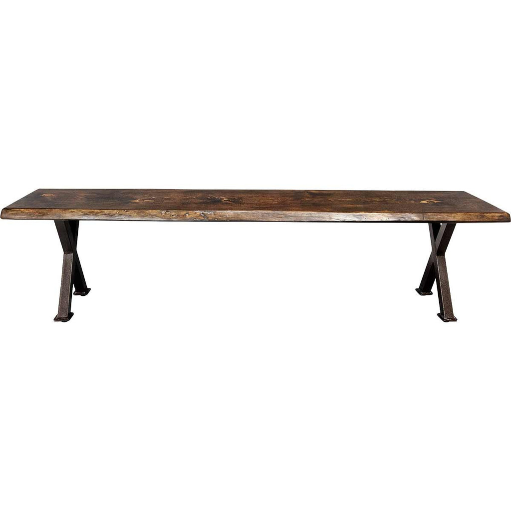 Lima Live Edge 6 Foot Bench with Forged Iron Legs