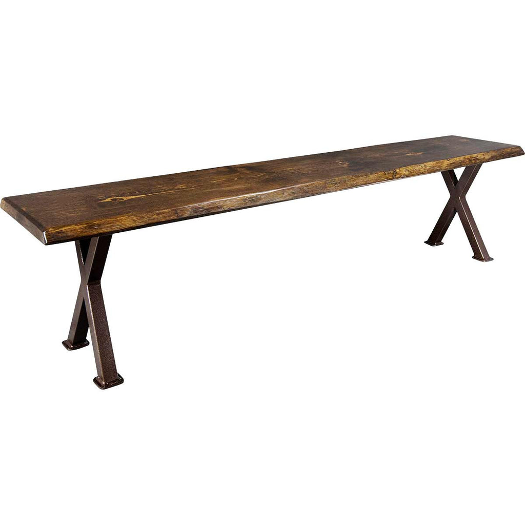 Lima Live Edge 6 Foot Bench with Forged Iron Legs