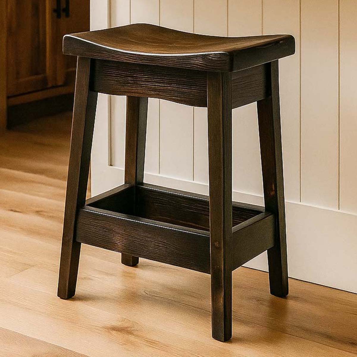 Lima Counter Height Saddle Barstool - Jacobean Stain