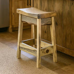 Lima Counter Height Saddle Barstool - Clear Lacquer