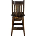 Lima 30 Inch Swivel Barstool with Back - Jacobean Stain
