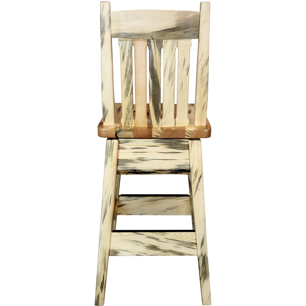 Lima 30 Inch Swivel Barstool with Back - Clear Lacquer