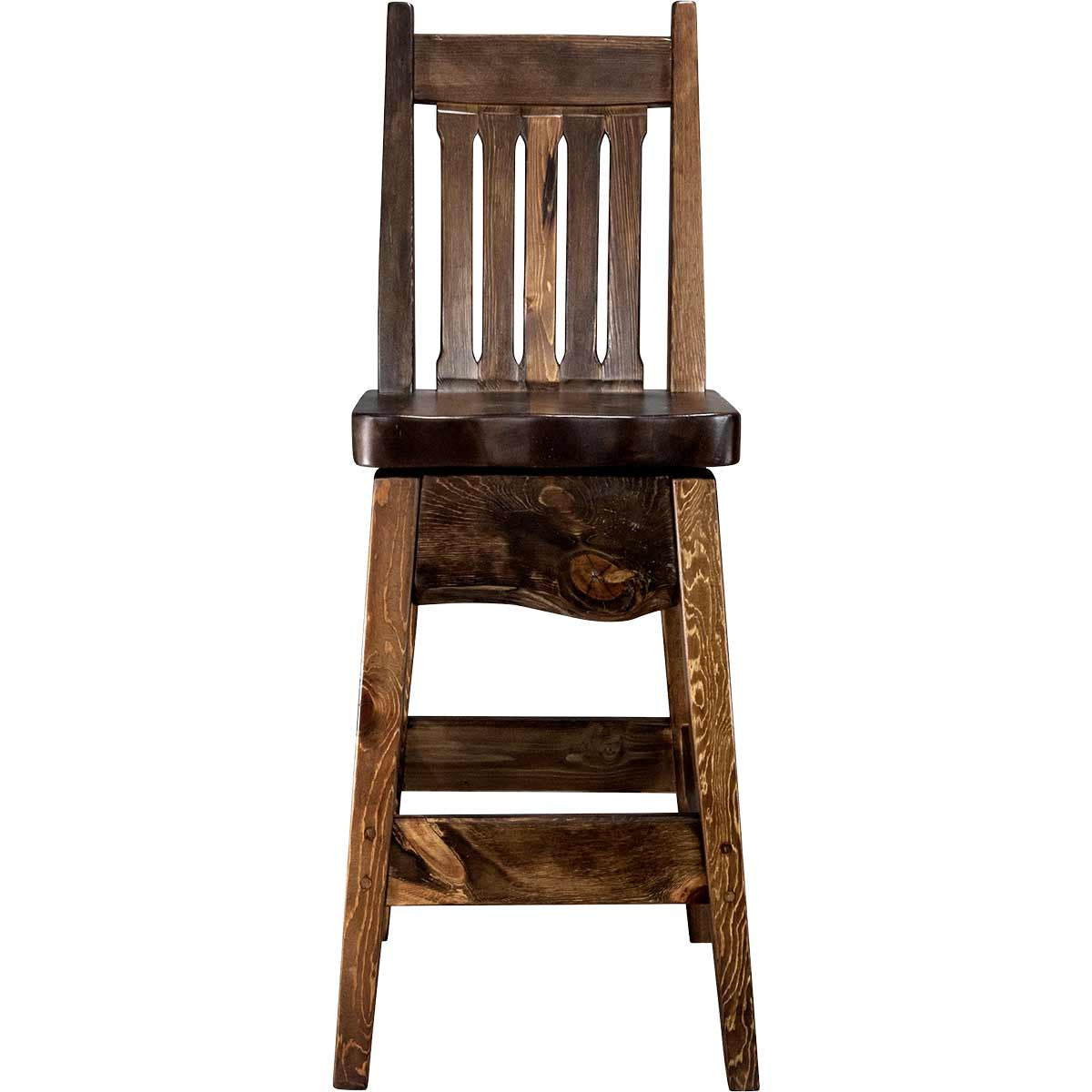 Lima 24 Inch Swivel Barstool with Back - Provincial Stain