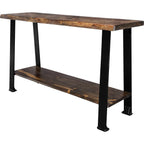 Lima Console Table with Shelf & Provincial Stain - Blackstone Iron Legs