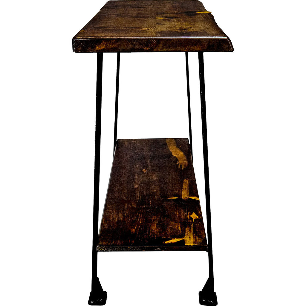 Lima Console Table with Shelf & Provincial Stain - Blackstone Iron Legs