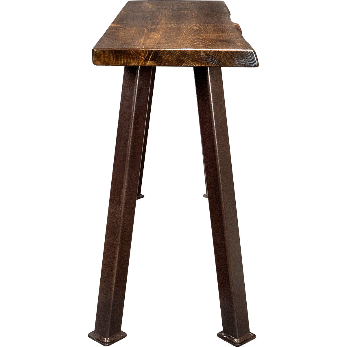 Lima Live Edge Console Table with Forged Iron Legs & Provincial Stain