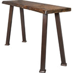 Lima Live Edge Console Table with Forged Iron Legs & Provincial Stain