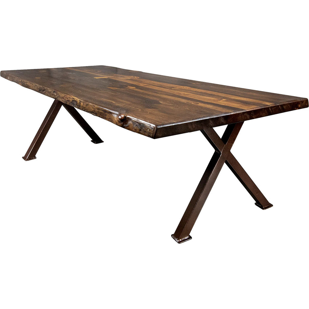 Lima Live Edge Dining Table with Forged Iron Legs & Provincial Stain