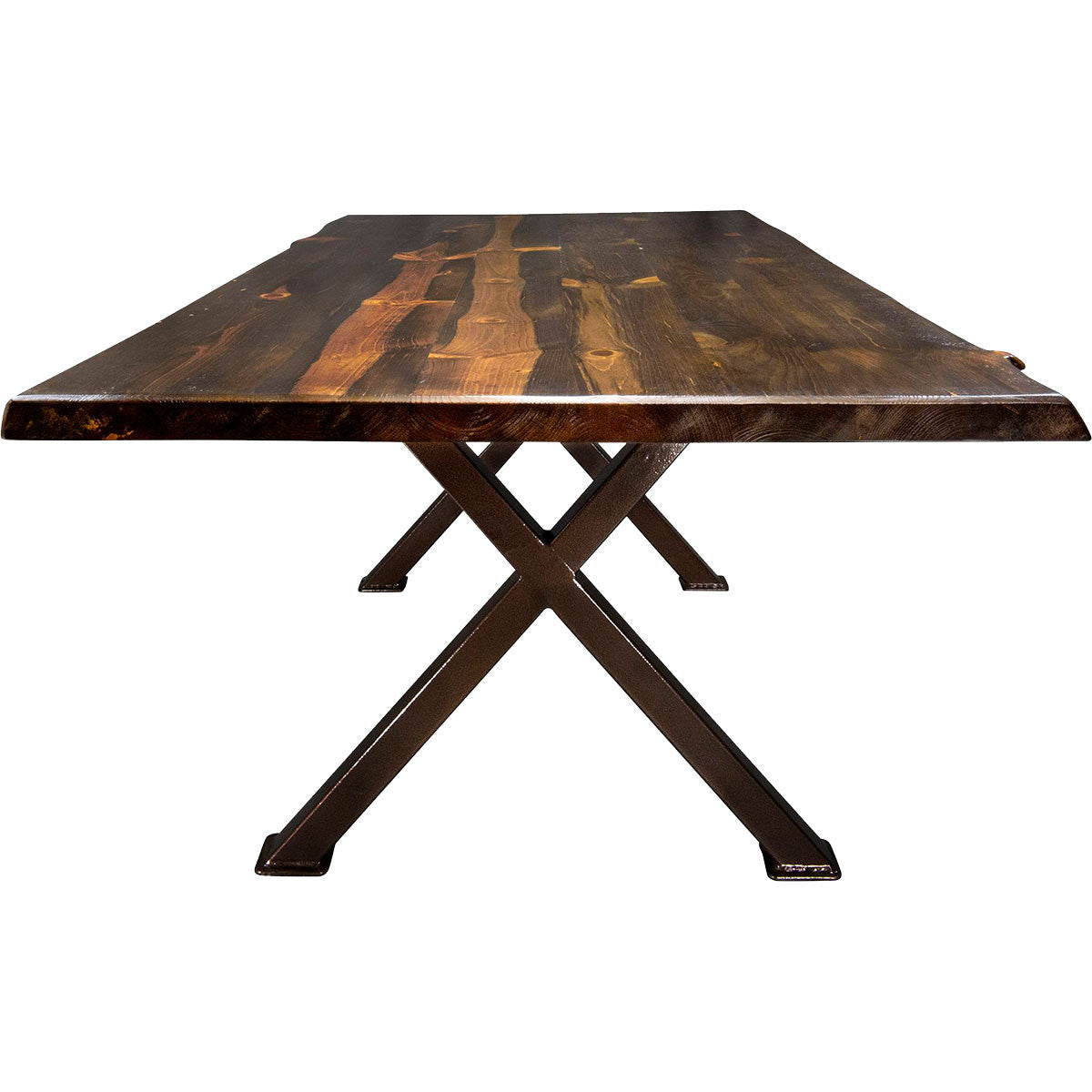 Lima Live Edge Dining Table with Forged Iron Legs & Provincial Stain