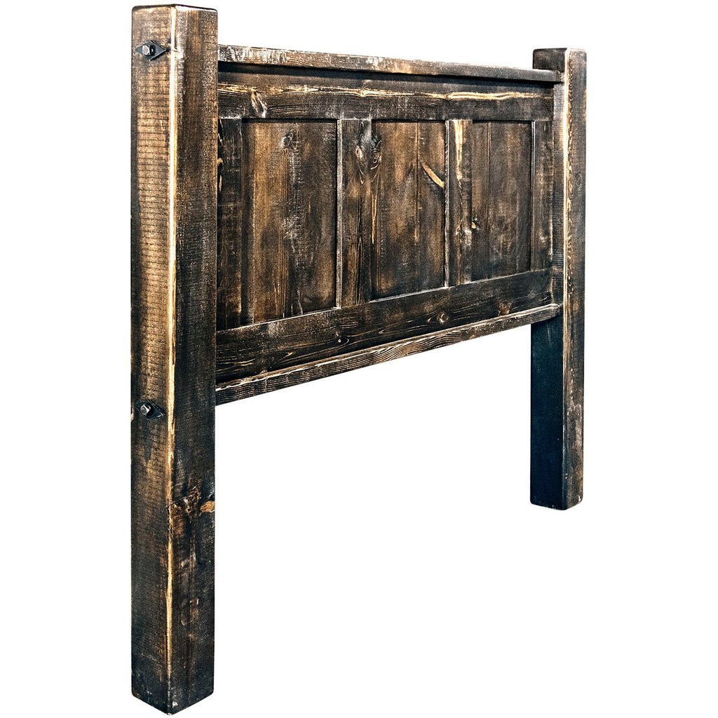 Lima Sawn Headboard with Iron & Jacobean Stain - King