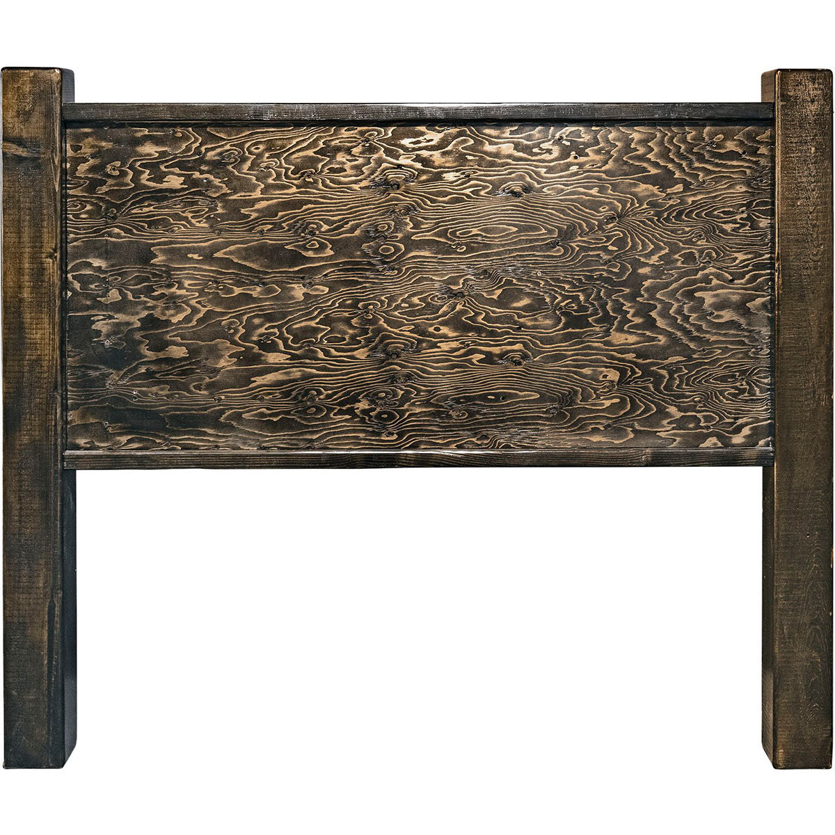 Lima Sawn Headboard with Iron & Jacobean Stain - King