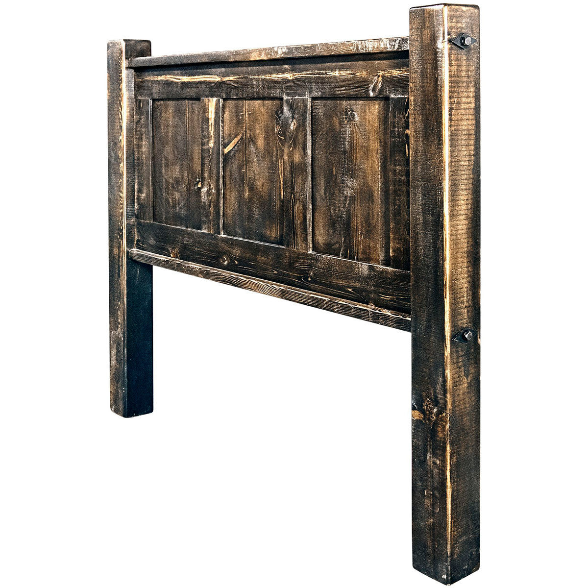 Lima Sawn Headboard with Iron & Jacobean Stain - Twin