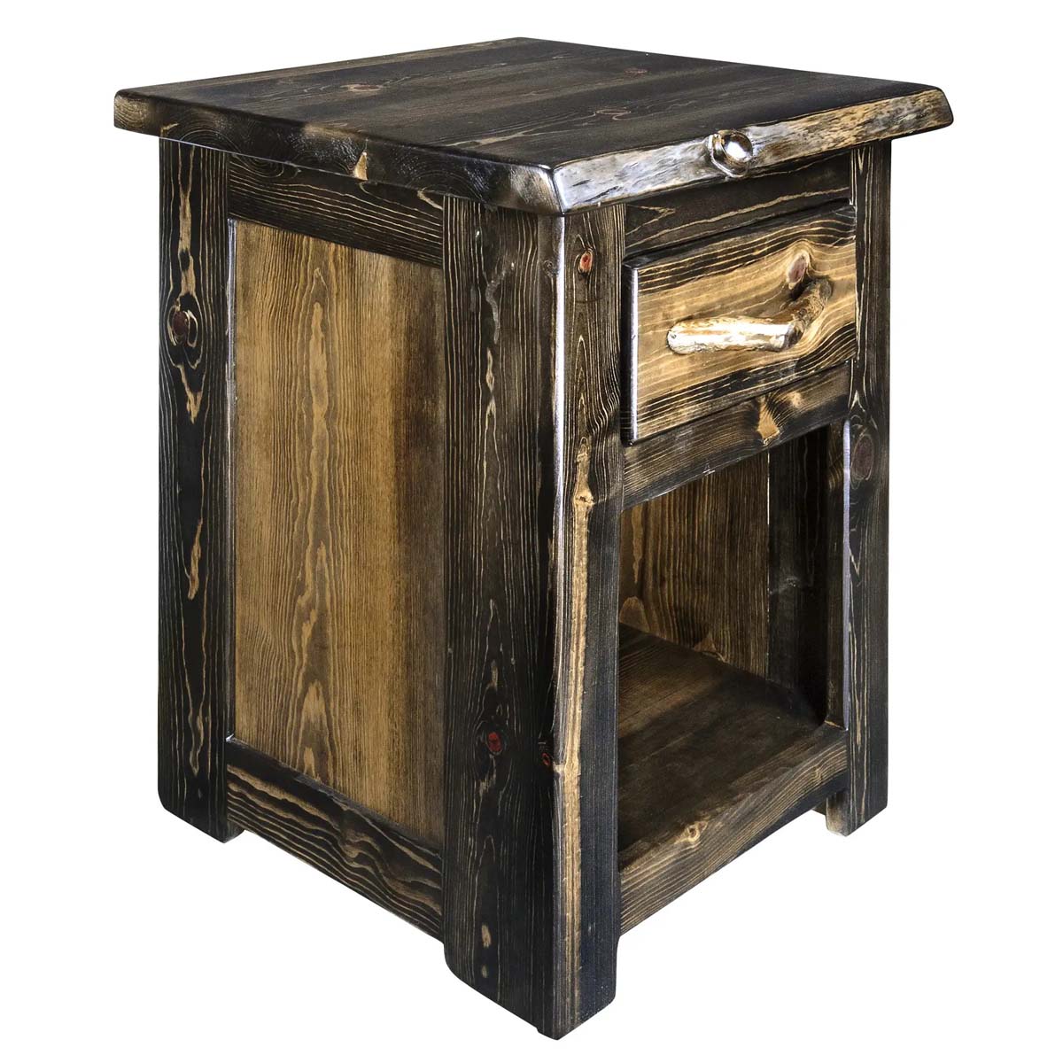 Lima Live Edge 30 Inch Nightstand - Jacobean Stain
