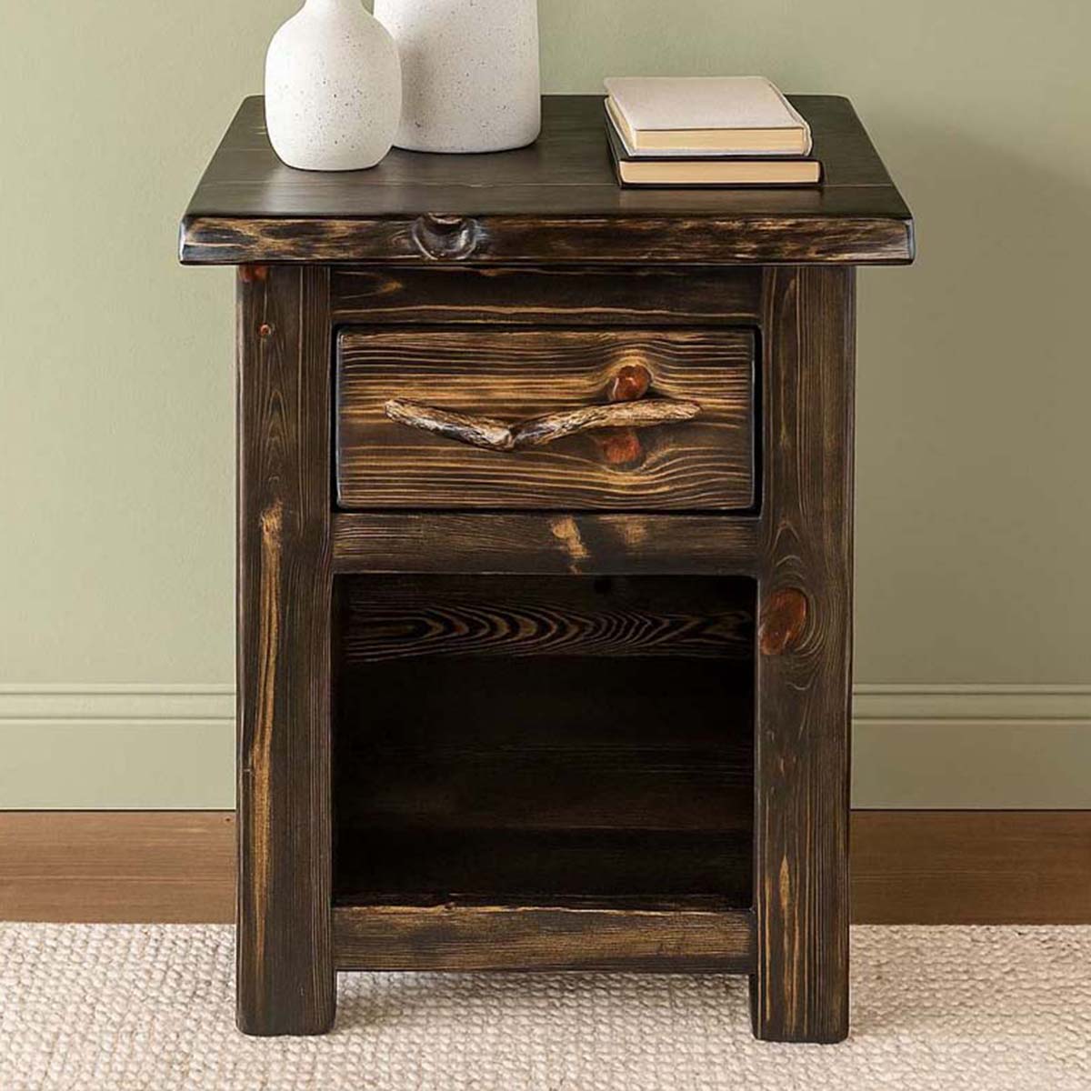 Lima Live Edge 30 Inch Nightstand - Jacobean Stain