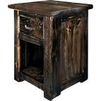 Lima Live Edge 25 Inch Nightstand with Iron - Jacobean Stain