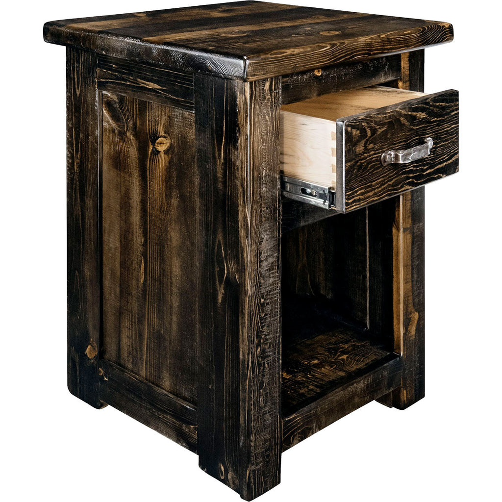 Lima Live Edge 30 Inch Nightstand with Iron - Jacobean Stain