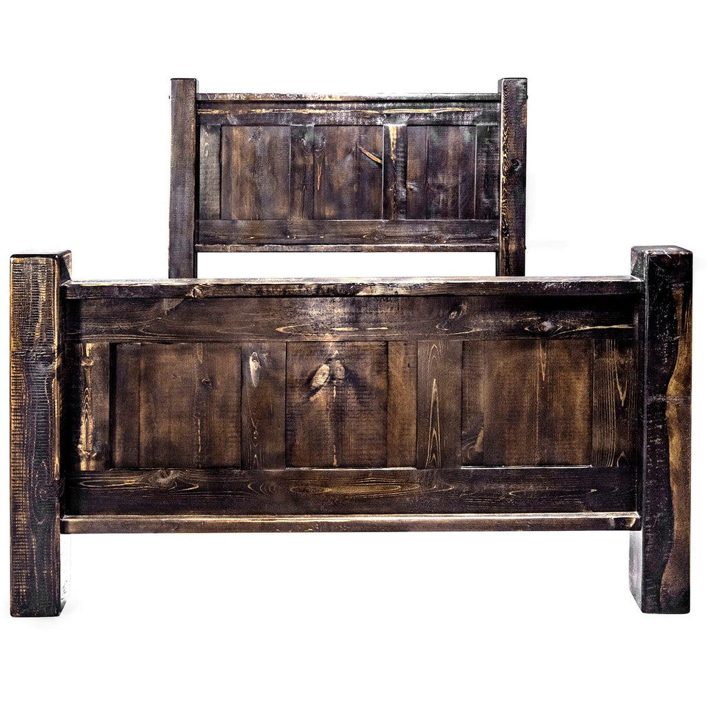 Lima Sawn Bed with Iron & Jacobean Stain - King