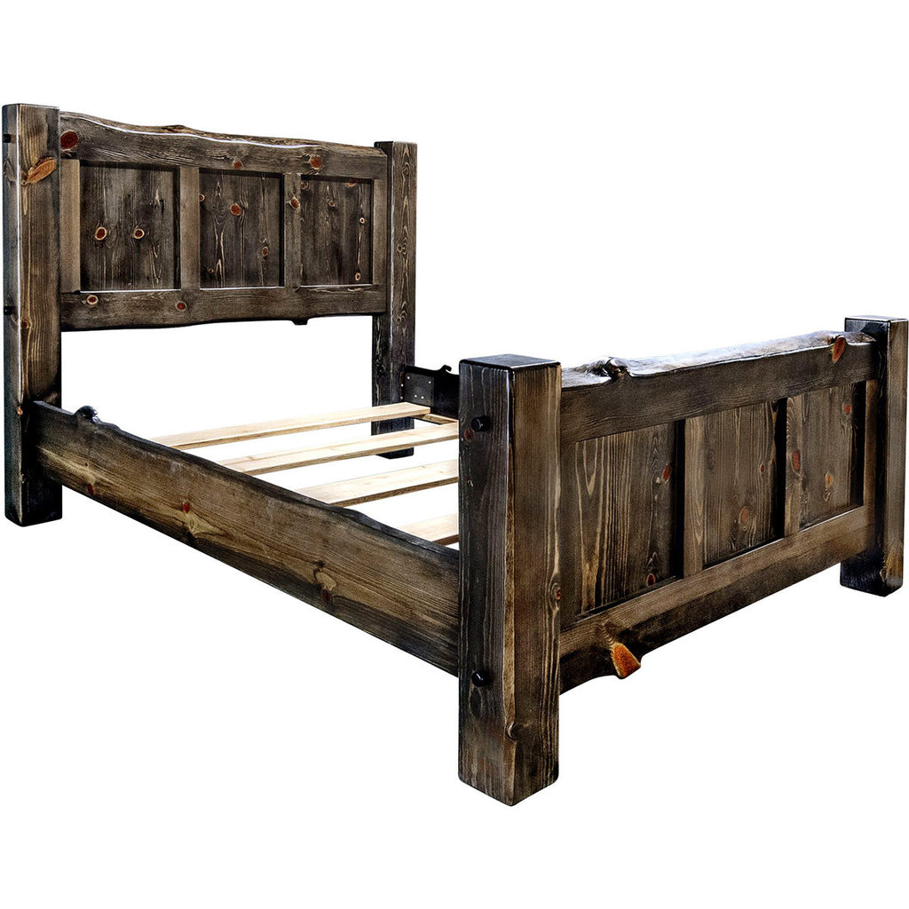 Lima Live Edge Bed with Jacobean Stain - Queen