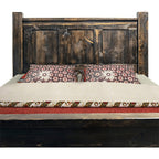 Lima Sawn Bed with Iron & Jacobean Stain - Queen
