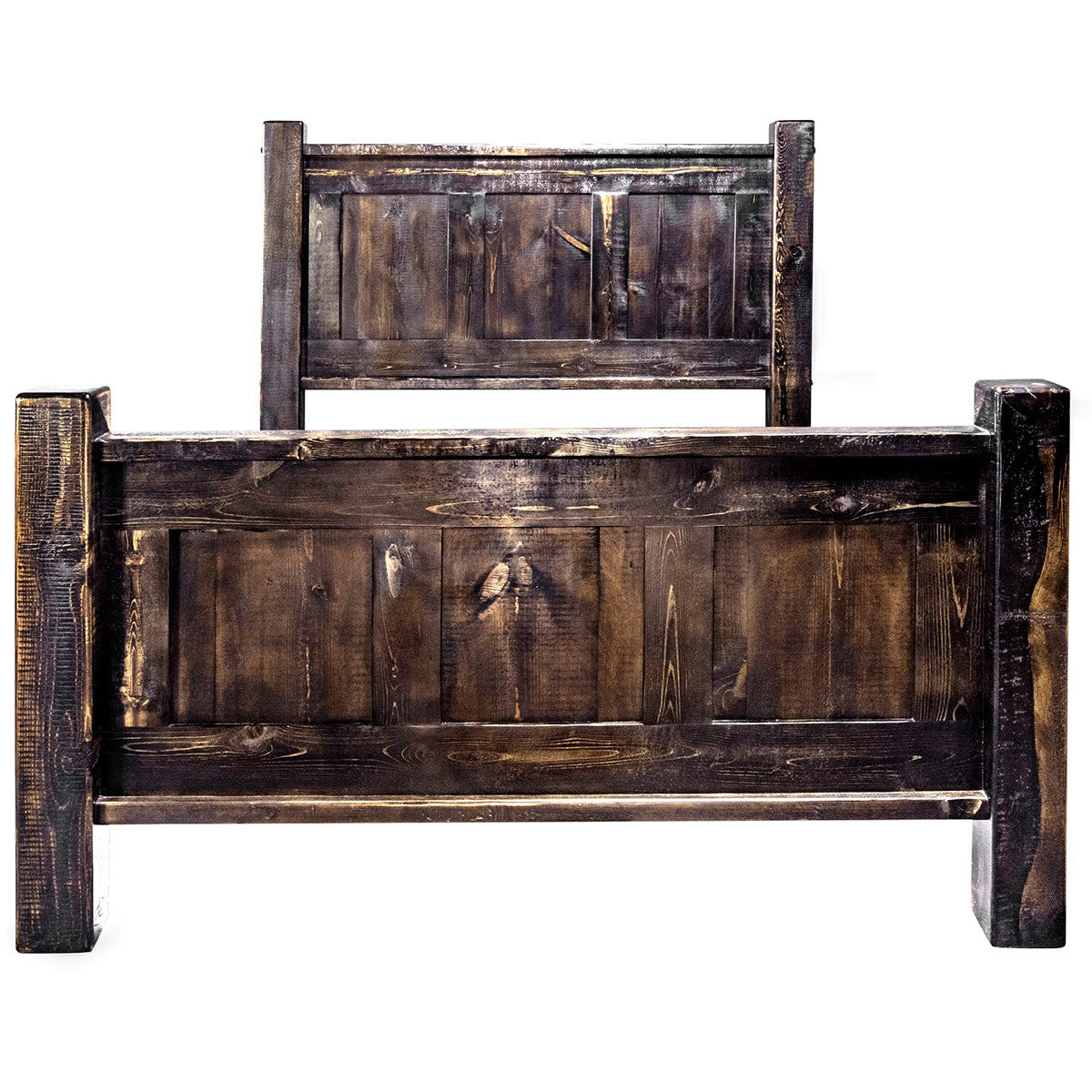 Lima Sawn Bed with Iron & Jacobean Stain - Queen