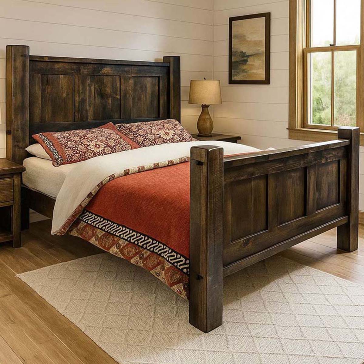 Lima Sawn Bed with Iron & Jacobean Stain - Twin