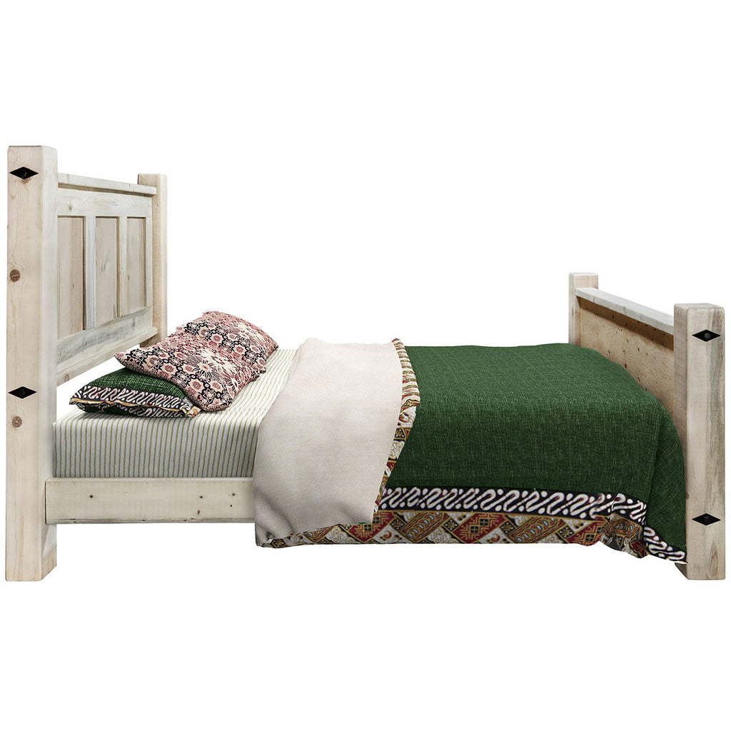 Lima Sawn Bed with Iron & Clear Lacquer - Twin