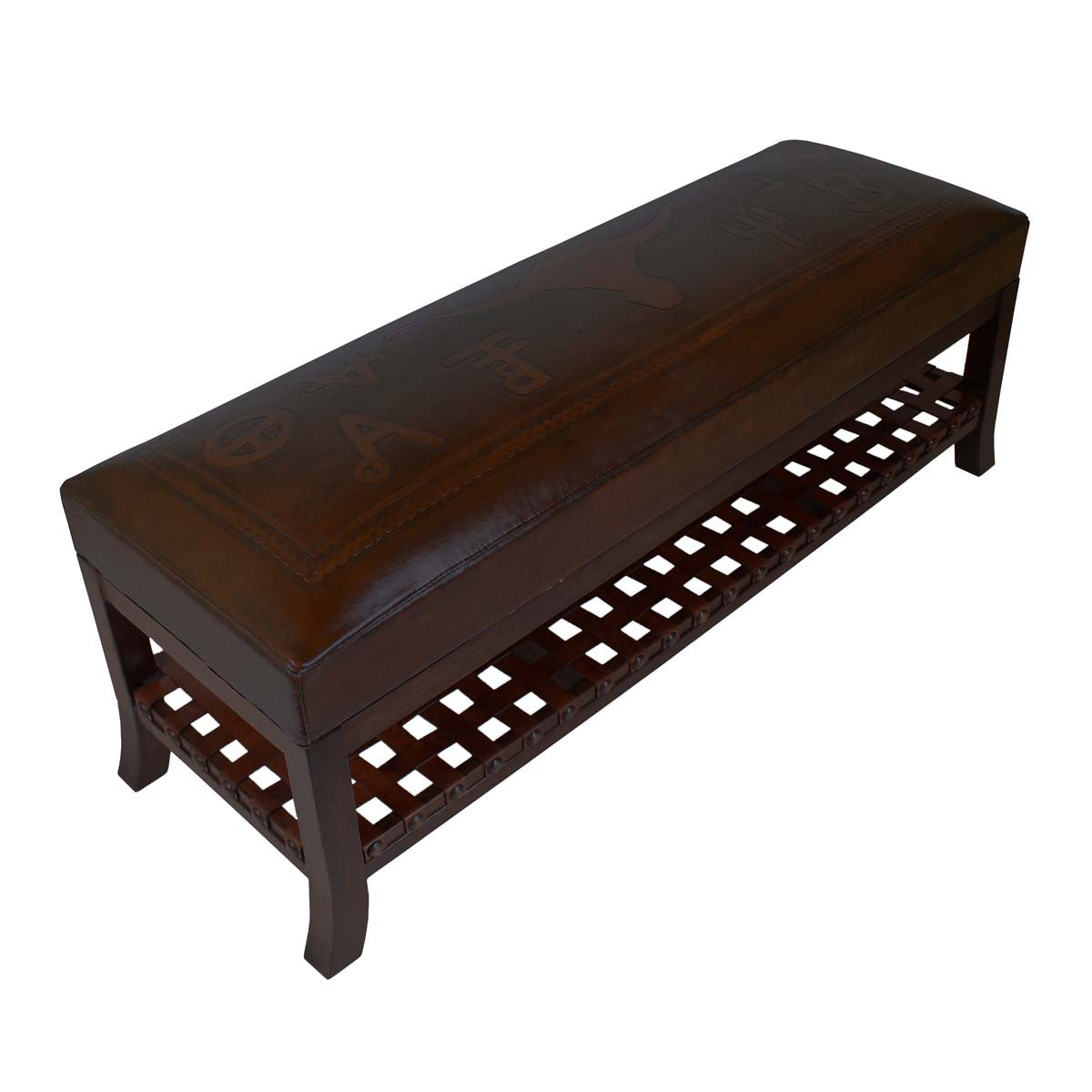 Laredo Super Bench - Steer Brands Antique Brown