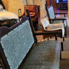 Solomon Bench with Turquoise Tooled Leather