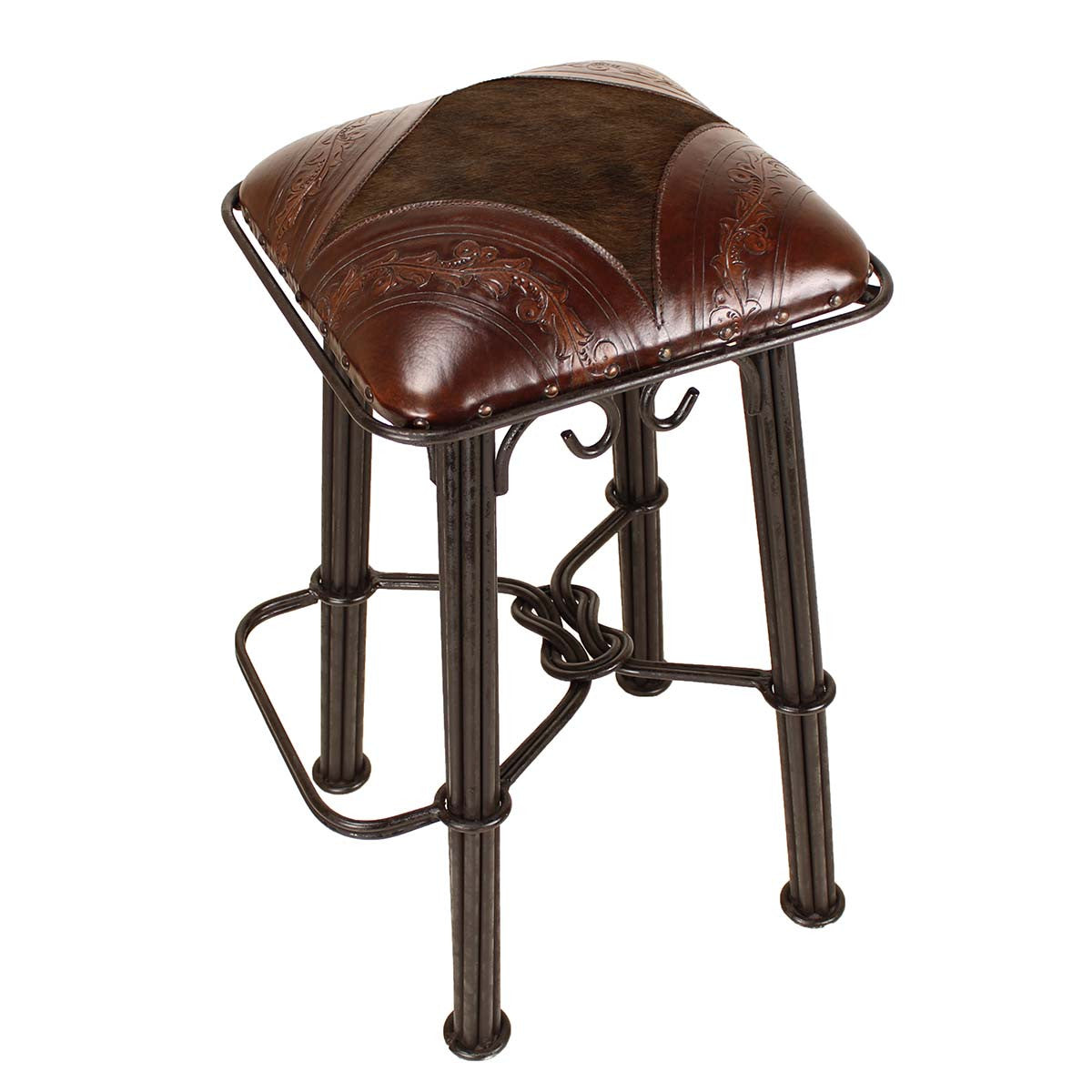 Coronado Iron Barstool - Dark Hair on Hide