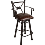 Coronado Swivel Counter Stool w/Arms - Plain with Tacks Antique Brown