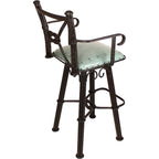 Coronado Swivel Barstool w/Arms - Plain with Tacks Turquoise