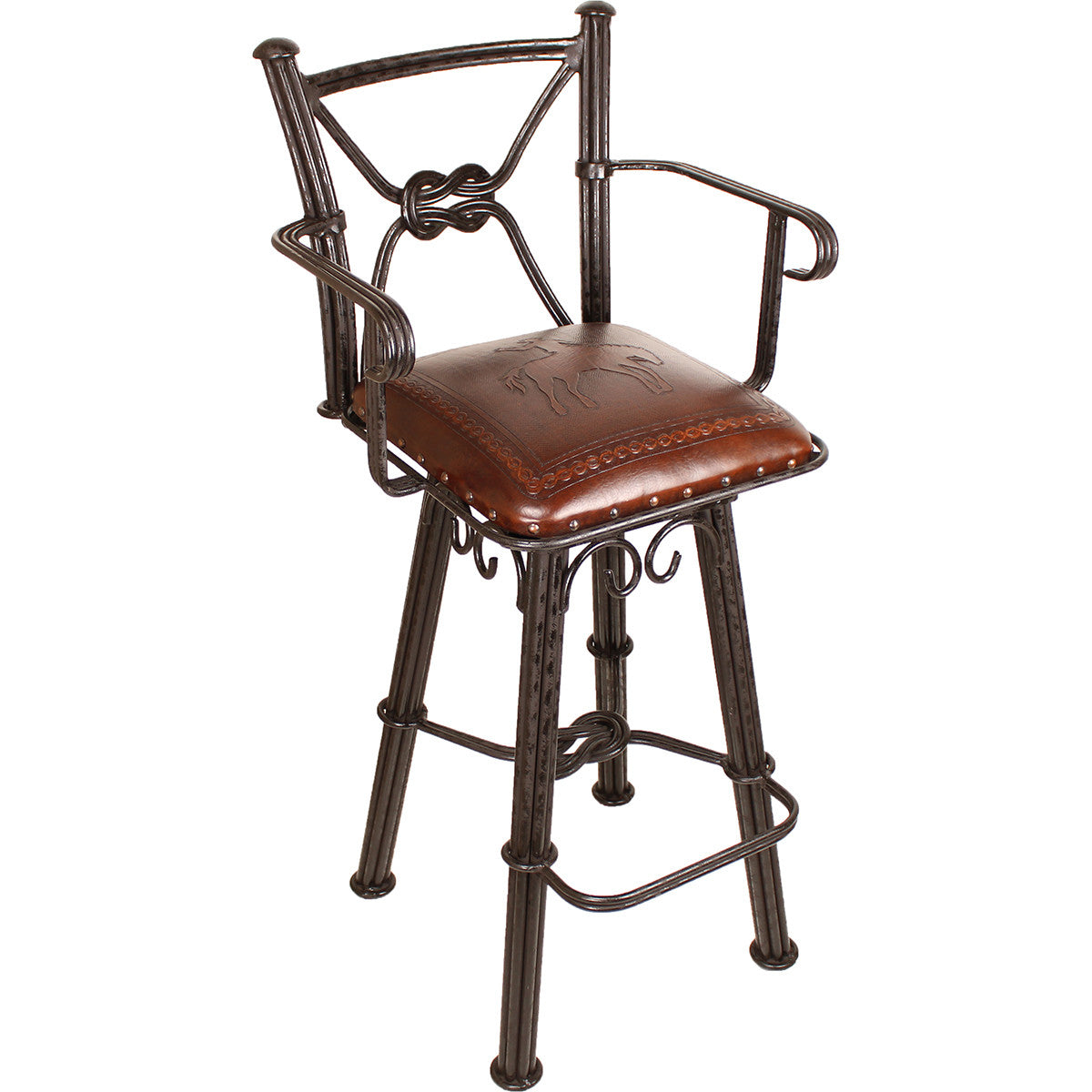 Coronado Swivel Counter Stool w/Arms - Bronco Antique Brown