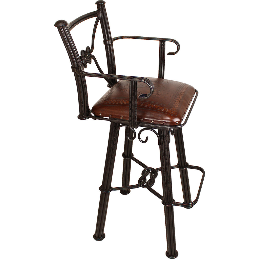 Coronado Swivel Barstool w/Arms - Posse Antique Brown