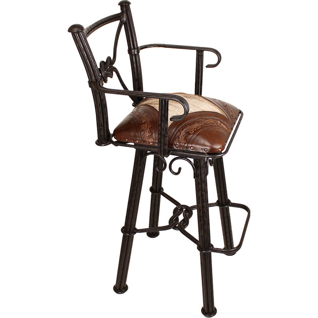 Coronado Swivel Counter Stool w/Arms - Hair on Hide Antique Brown