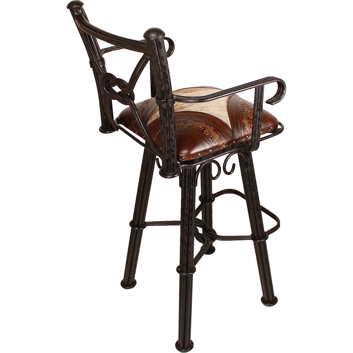 Coronado Swivel Barstool w/Arms - Hair on Hide Antique Brown