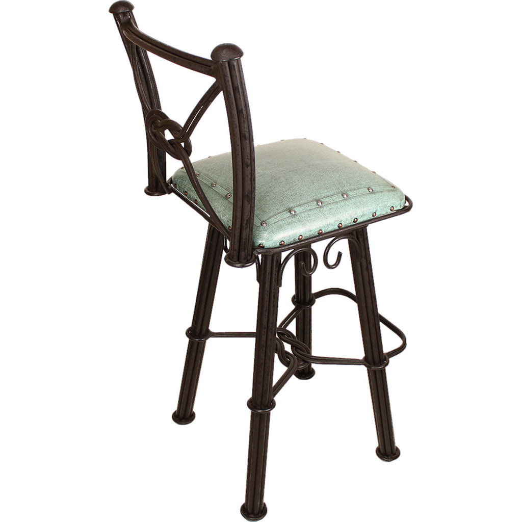 Coronado Swivel Barstool - Plain with Tacks Turquoise