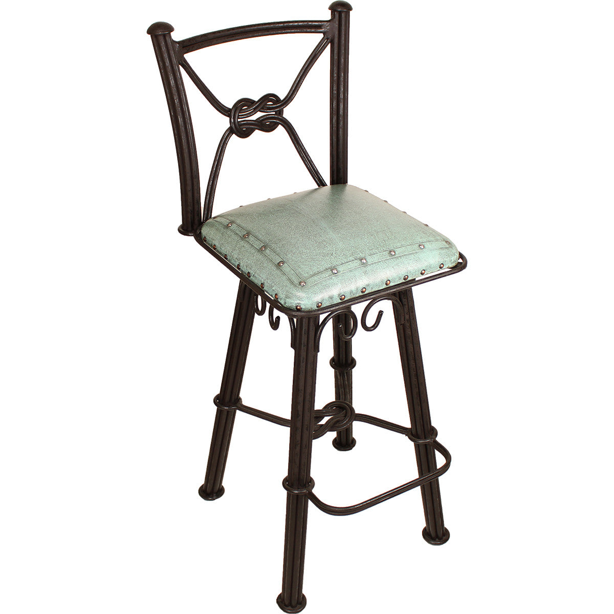 Coronado Swivel Counter Stool - Plain with Tacks Turquoise
