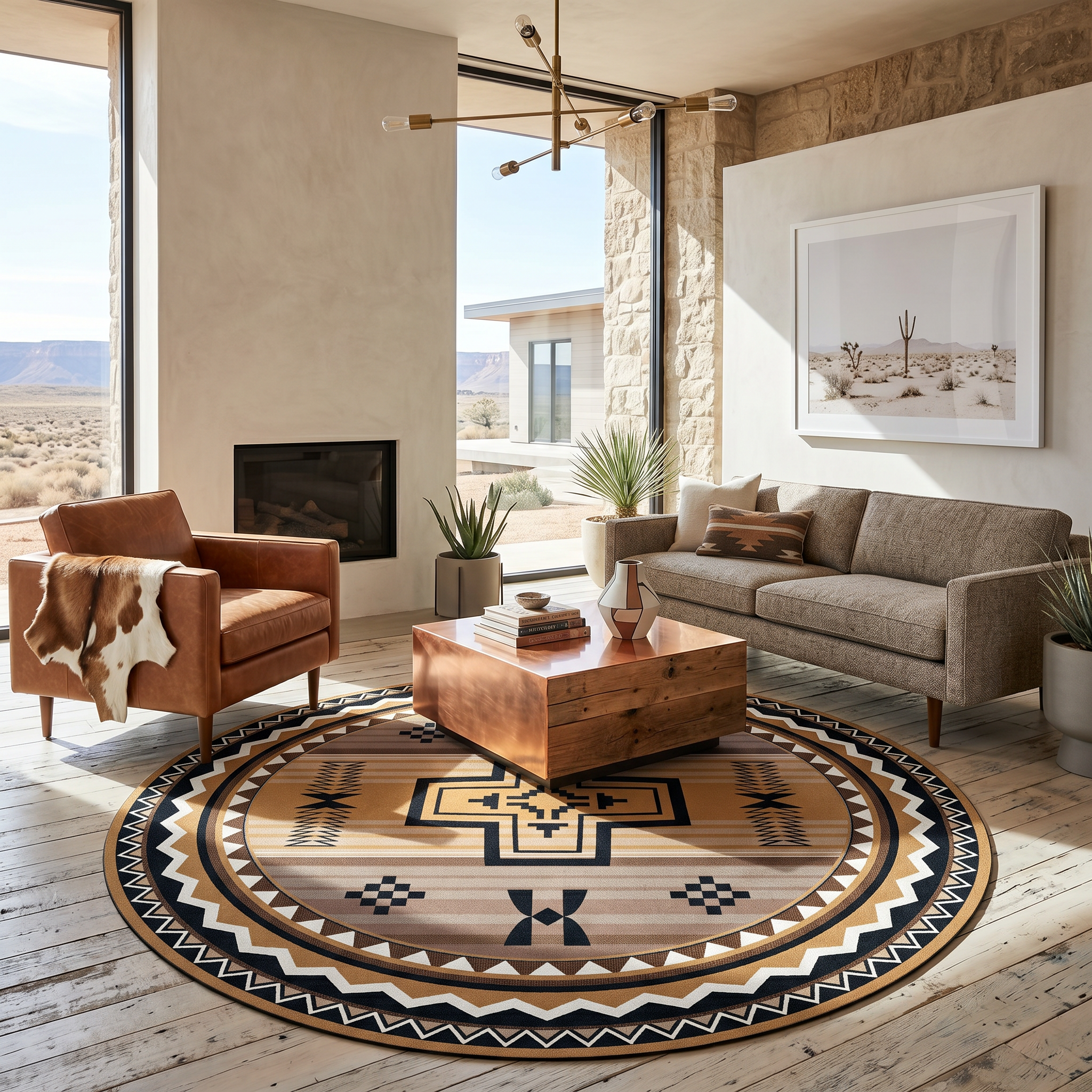 Arrow Path Gold Rug - 8 Ft. Round