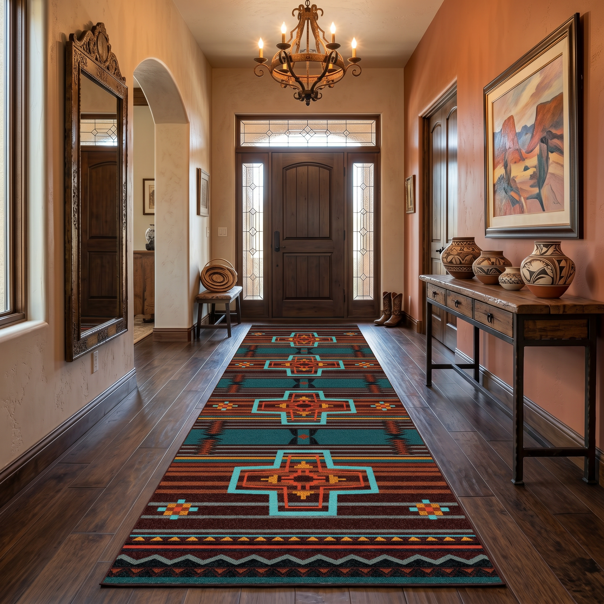 Arrow Path Blue Rug - 2 x 8