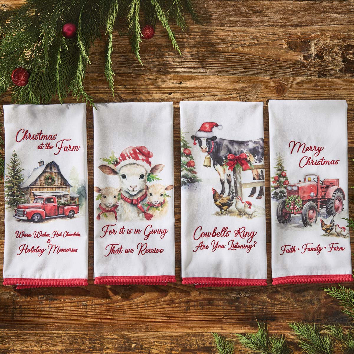 Festive Farmhouse Dishtowels - Set of 4