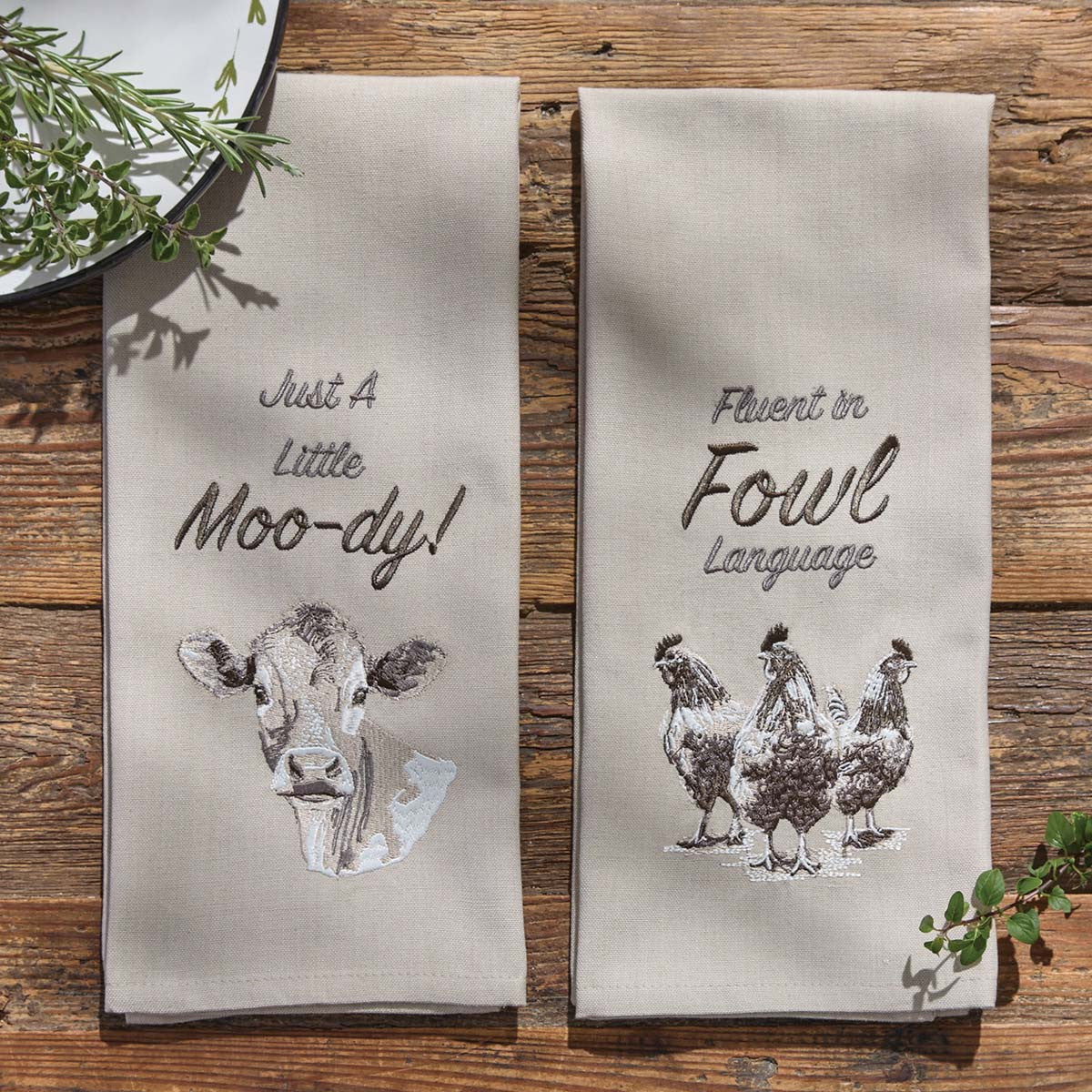 Moo-dy Cow Dishtowels - Set of 4