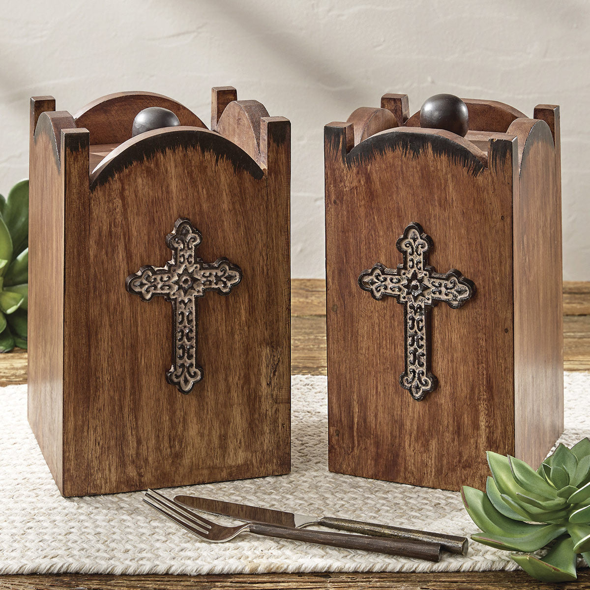 Canyon Cross Wood Canister - Large