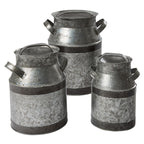 Galvanized Milk Can Canisters - Set of 3 - SALE