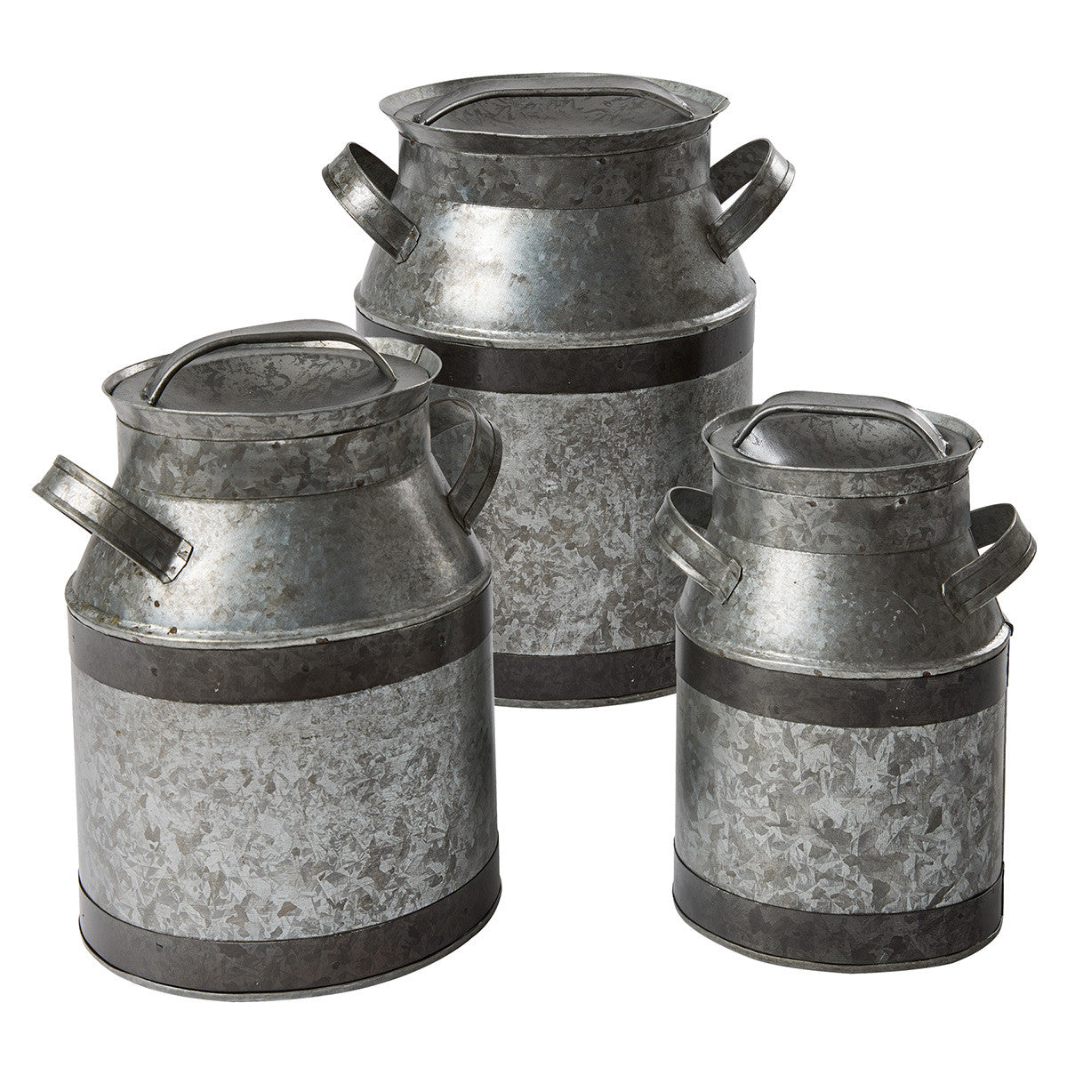 Galvanized Milk Can Canisters - Set of 3 - SALE