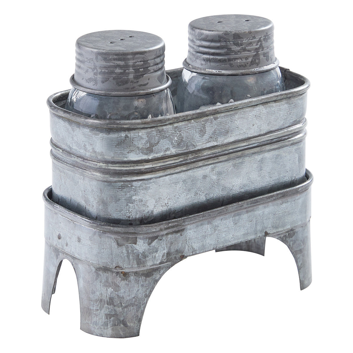 Galvanized Prairie Salt & Pepper Set - OVERSTOCK