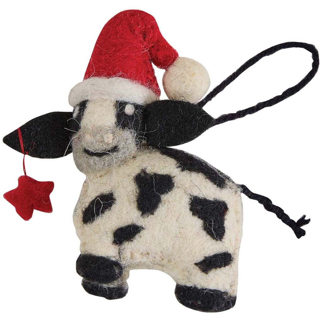 Holiday Bovine Felt Ornaments - Set of 4