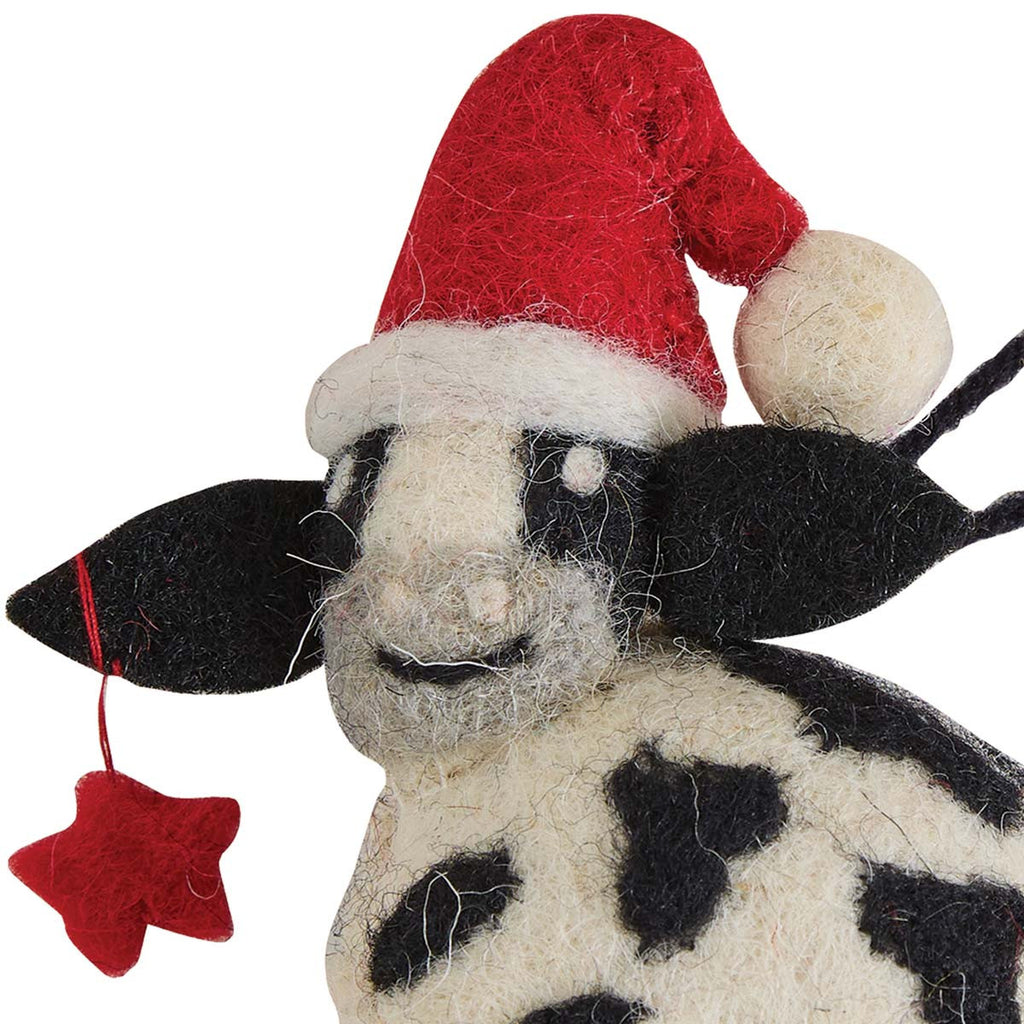 Holiday Bovine Felt Ornaments - Set of 4